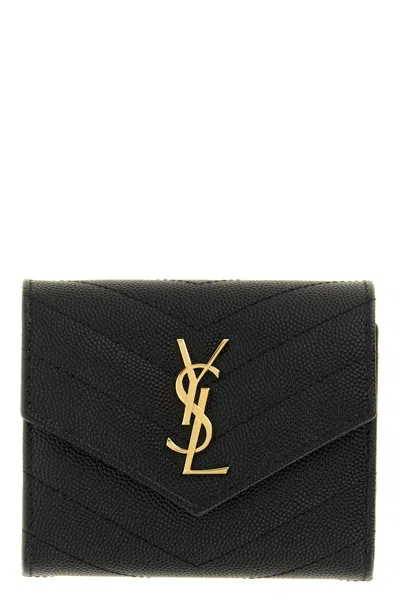 Saint Laurent 'cassandre' Wallet In Black