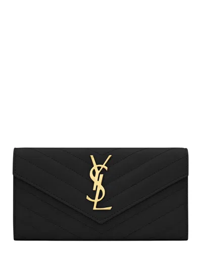 Saint Laurent Cassandre Wallet In Black