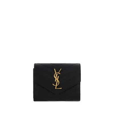 Saint Laurent Cassandre Wallet In Black