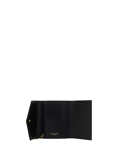 Saint Laurent Cassandre Wallet In Black