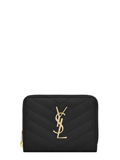 Saint Laurent Cassandre Wallet In Black