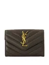 Saint Laurent Cassandre Leather Wallet In Brown