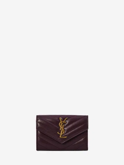 Saint Laurent Cassandre Wallet In Burgundy
