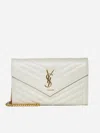 Saint Laurent Monogram Matelasse Leather Wallet On Chain In White
