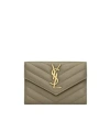 Saint Laurent Quilted Envelope Wallet In Deep Moss Green