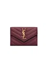 Saint Laurent Cassandre Wallet In Lambskin In Burgundy