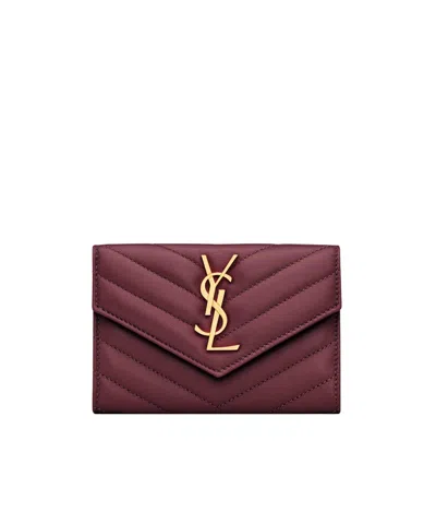 Saint Laurent Cassandre Wallet In Lambskin In Red