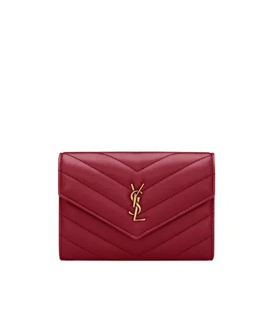 Saint Laurent Cassandre Wallet In Lambskin In Red