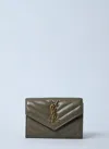 Saint Laurent Cassandre Wallet In Khaki