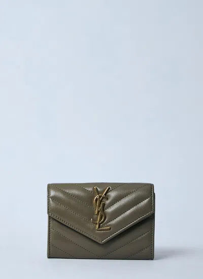 Saint Laurent Cassandre Wallet In Khaki