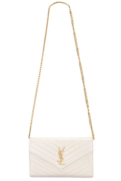 Saint Laurent Cassandre Wallet On Chain Bag In White