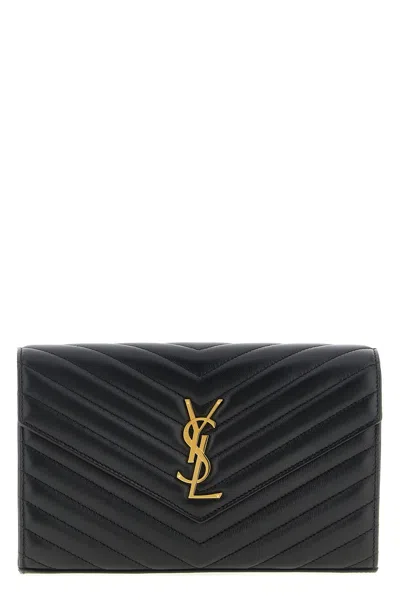 Saint Laurent 'cassandre' Wallet On Chain In Black