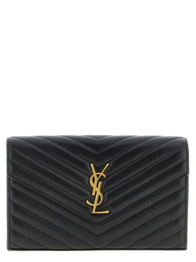 Saint Laurent 'cassandre' Wallet On Chain In Black