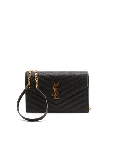 Saint Laurent Cassandre Wallet On Chain In Black