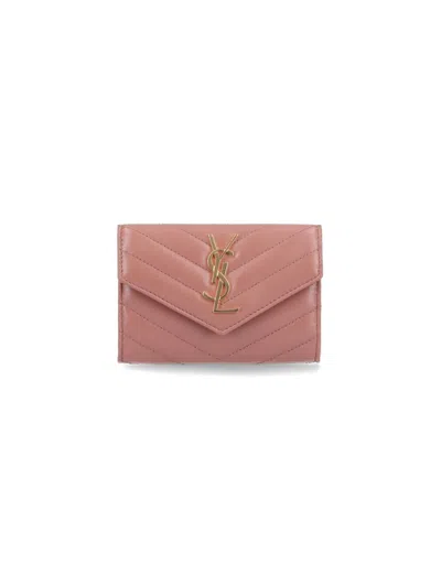 Saint Laurent "cassandre" Wallet In Pink