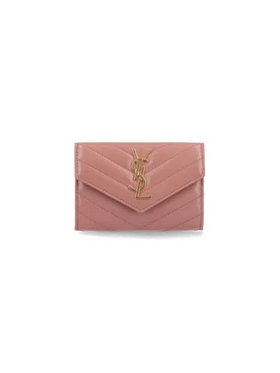 Saint Laurent Cassandre Wallet In Pink