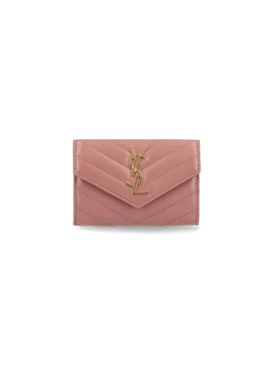 Saint Laurent "cassandre" Wallet – Pink In Neutral