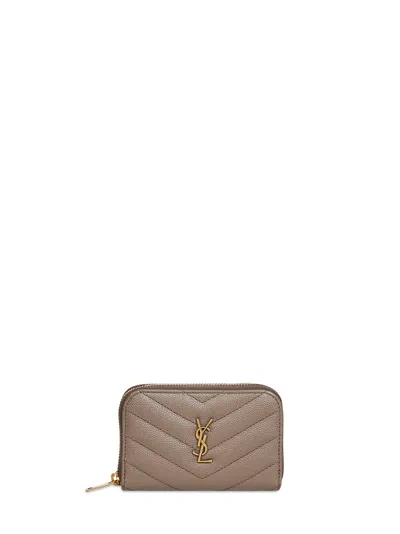 Saint Laurent Cassandre Wallet In Taupe
