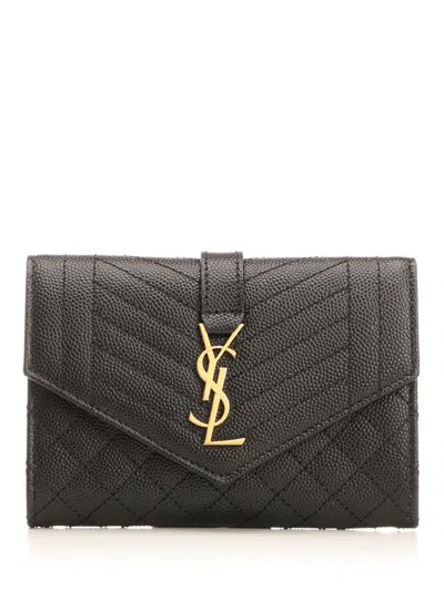 Saint Laurent Cassandre Wallets Black