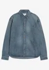 Saint Laurent Camicia Cassandre In Light Blue Denim In Blue