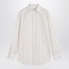 Saint Laurent Long-sleeved Stripe Shirt In Neutral