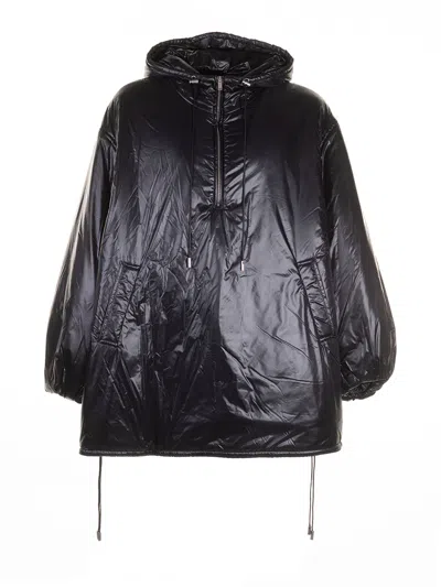 Saint Laurent Cassandre Padded Hooded Jacket In Black