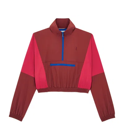 Saint Laurent Cassandre Windbreaker Jacket In Burgundy