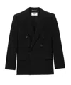 Saint Laurent Cassandre Wool Gabardine Blazer In Black