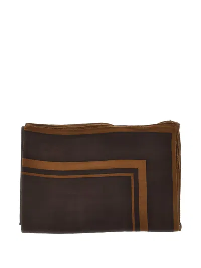 Saint Laurent Cassandre Wool Scarf In Brown