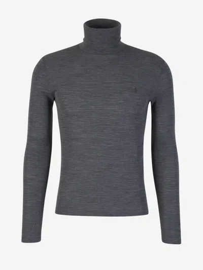 Saint Laurent Cassandre Wool Sweater In Grey