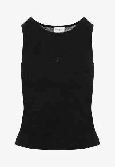 Saint Laurent Cassandre Wool Tank Top In Black