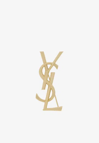 Saint Laurent Cassandre Wrapped Cord Brooch In Gold
