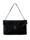 Saint Laurent Cassandre Xxl Black Envelope Bag With Chain In Black