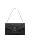 Saint Laurent Cassandre Xxl Envelope Pouch On Chain In Lambskin Bags In Black