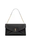 Saint Laurent Cassandre Xxl Envelope Pouch On Chain In Lambskin Bags In Black