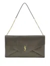 Saint Laurent Cassandre Xxl Leather Clutch In Brown
