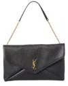 Saint Laurent Cassandre Xxl Leather Envelope Pouch On Chain In Black