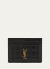 Saint Laurent Cassandra Ysl Quilted Lambskin Leather Card Holder In Black