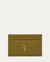 Saint Laurent Cassandre Ysl Card Case In Quilted Smooth Leather In Vert Olive