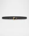Saint Laurent Cassandre Ysl Croc-embossed Leather Belt In 2053 Fondente