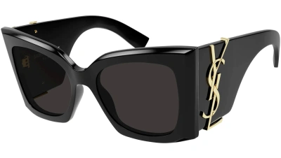Pre-owned Saint Laurent Cassandre Ysl Logo Sl M119 Blaze Square Sunglasses Black In Brown