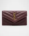Saint Laurent Cassandre Ysl Quilted Leather Fragments Card Holder In Orange