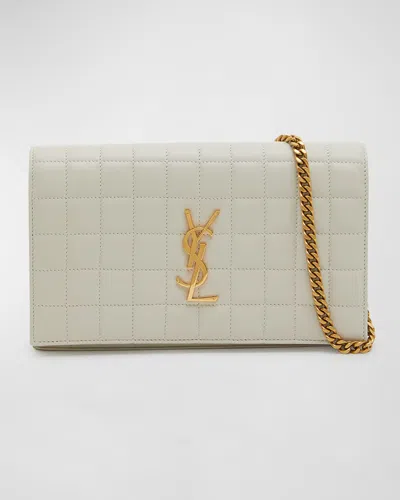 SAINT LAURENT CASSANDRE YSL WALLET ON CHAIN IN QUILTED SMOOTH LEATHER