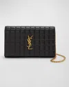 Saint Laurent Envelope Triquilt Ysl Wallet On Chain In Grained Leather In Black