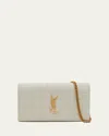 Saint Laurent Cassandre Ysl Wallet On Chain In Quilted Smooth Leather In Crema Soft