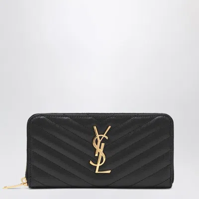 Saint Laurent Cassandre Zip-around Wallet In Black