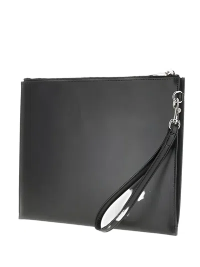 Saint Laurent Cassandre Zip Wrist-strap Pouch In Black