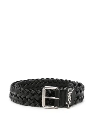 Saint Laurent Cassandre-detail Belt In Schwarz
