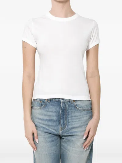 Saint Laurent Cassandre-motif Crew-neck T-shirt In White