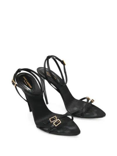 Pre-owned Saint Laurent Cassie Heeled Sandals In Black